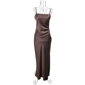 Revolve House of Harlow 1960 Brown Satin Ruched Slip Dress